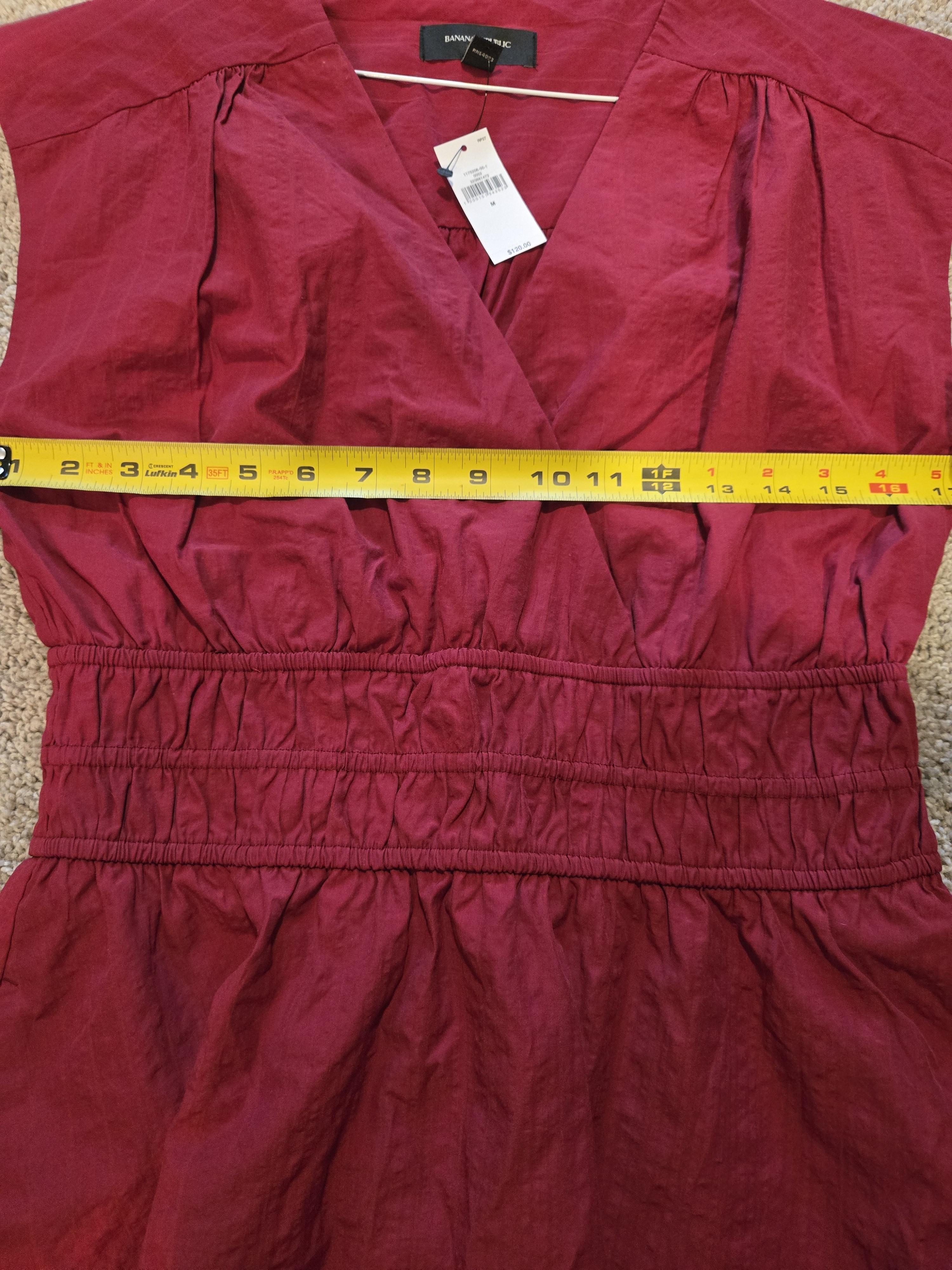 Nwt Banana Republic Factory Seersucker Mini Dress Cinnabar M Pockets! Vacation — image 6 of 8